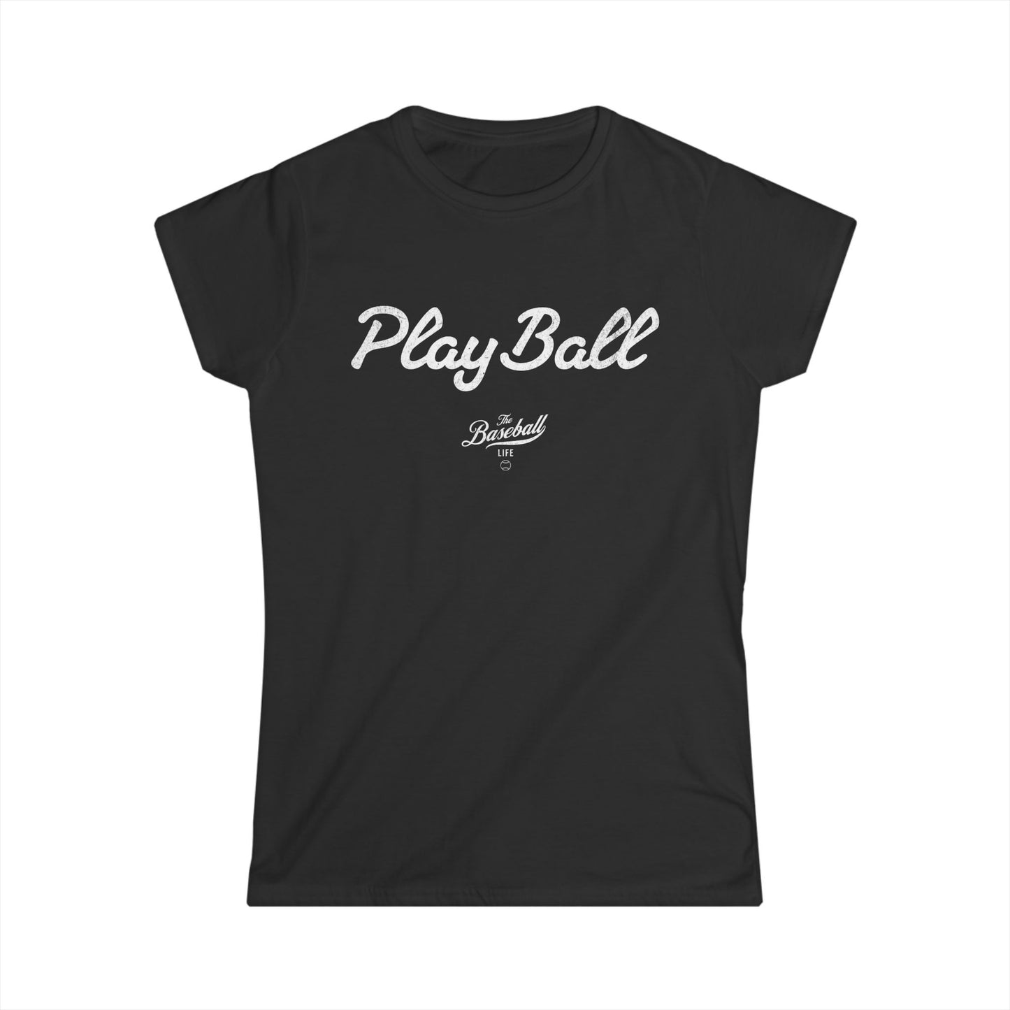 Women's Play Ball Baseball T-Shirt - White Print