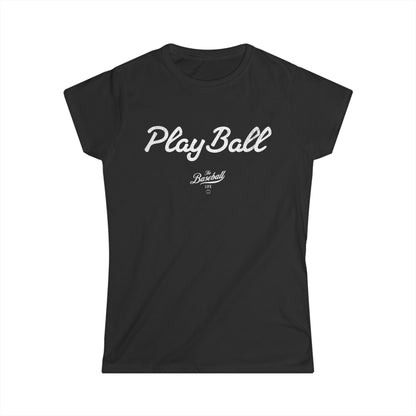 Women's Play Ball Baseball T-Shirt - White Print