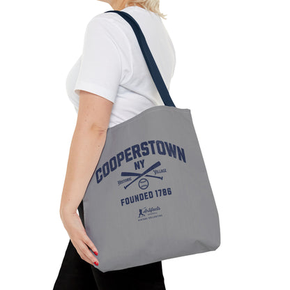 Cooperstown, NY Tote Bag_Gray w Navy Print