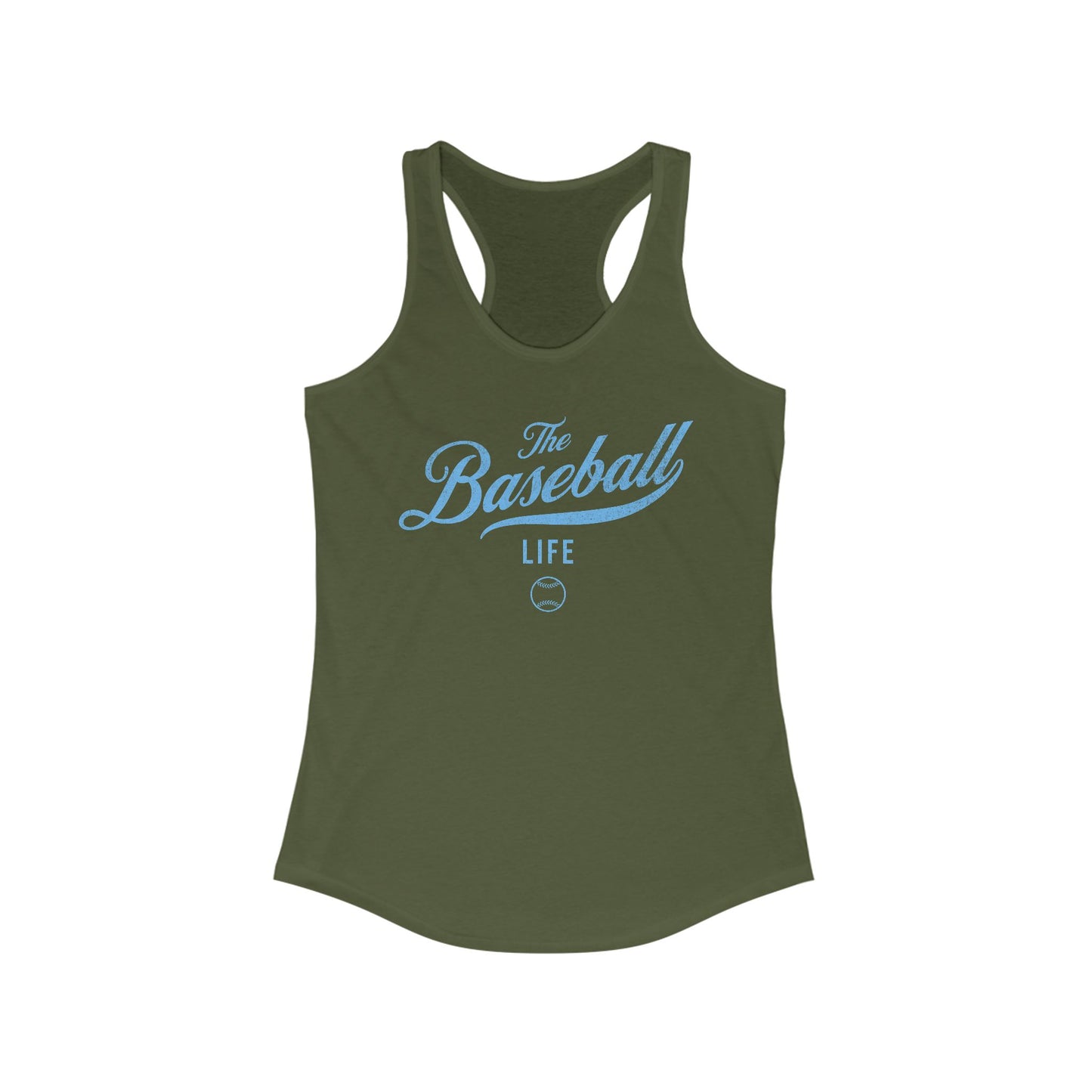 The Baseball Life Classic Script Tank_Carolina Blue Print