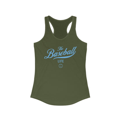 The Baseball Life Classic Script Tank_Carolina Blue Print