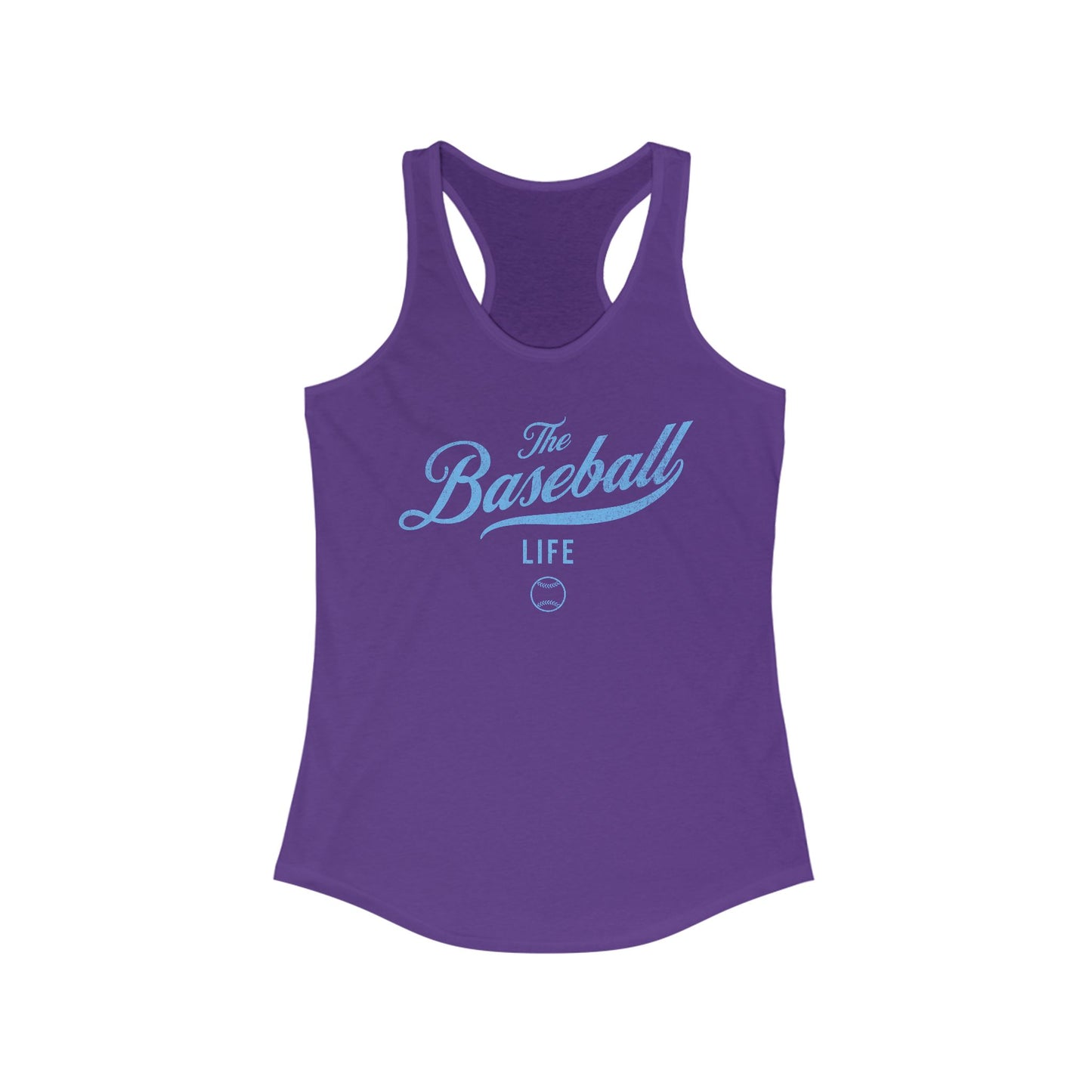 The Baseball Life Classic Script Tank_Carolina Blue Print