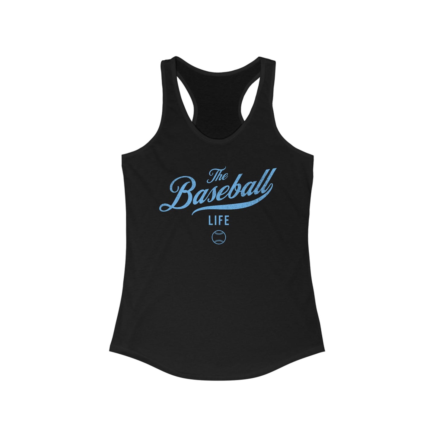 The Baseball Life Classic Script Tank_Carolina Blue Print