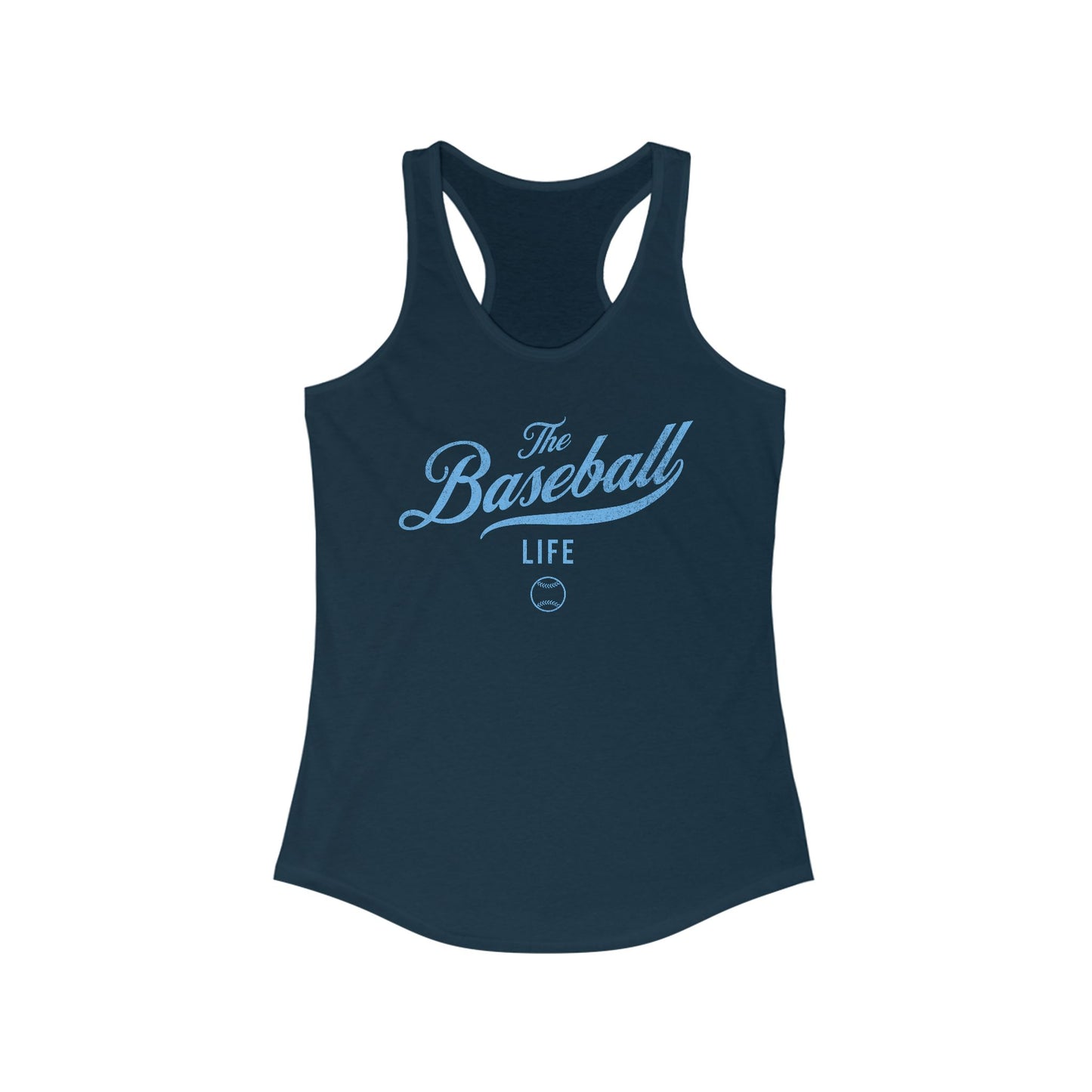 The Baseball Life Classic Script Tank_Carolina Blue Print