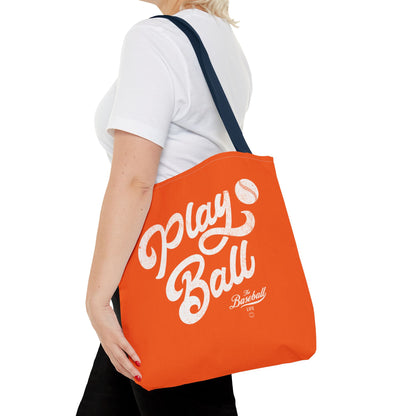 Play Ball Script Tote Bag_Orange