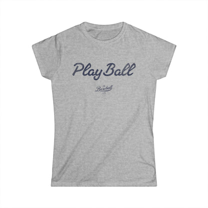 Women's Play Ball Baseball T-Shirt - Navy Print