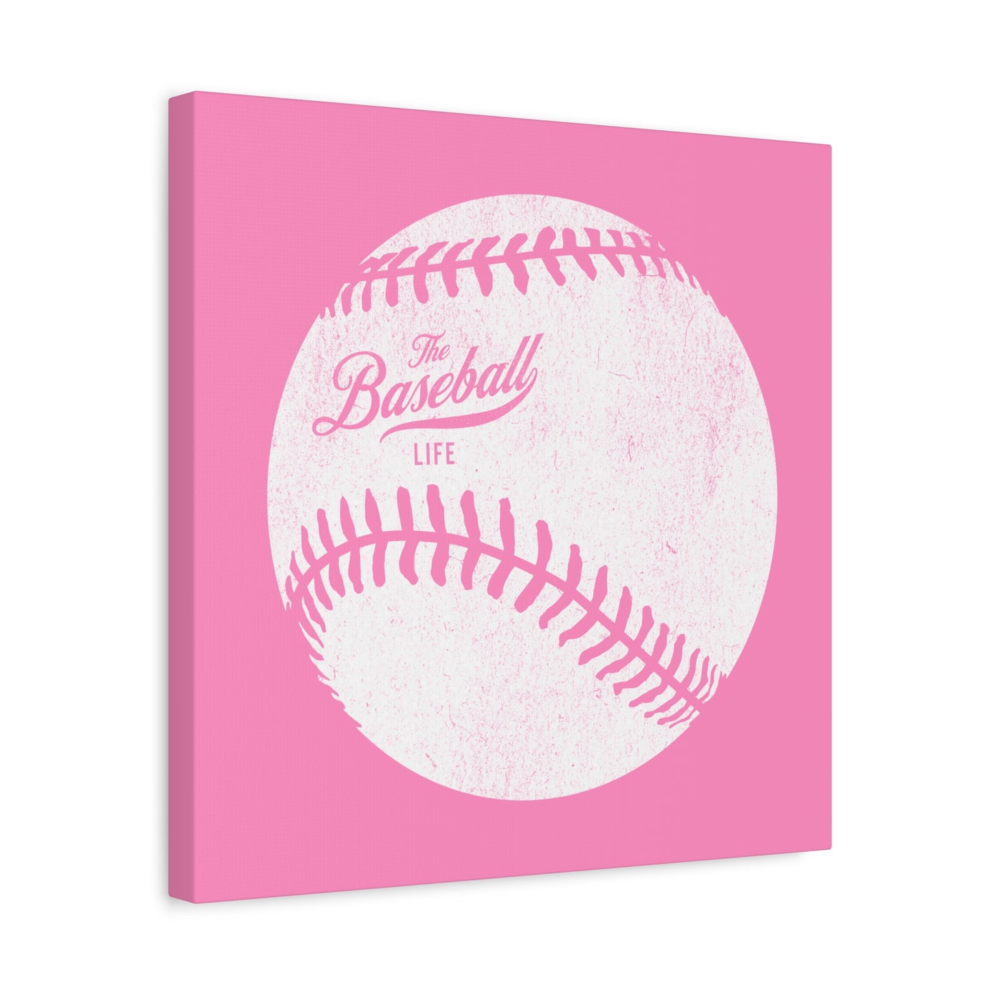 Weathered Baseball Wall Art Canvas_Bubble Gum Pink