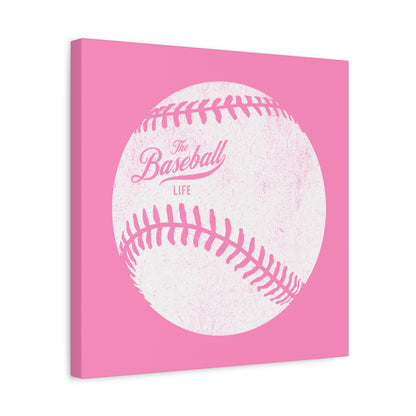 Weathered Baseball Wall Art Canvas_Bubble Gum Pink