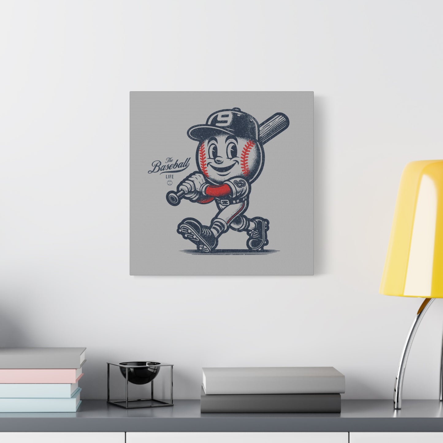 Mr. Baseball Mascot Batter Up! Wall Art Canvas