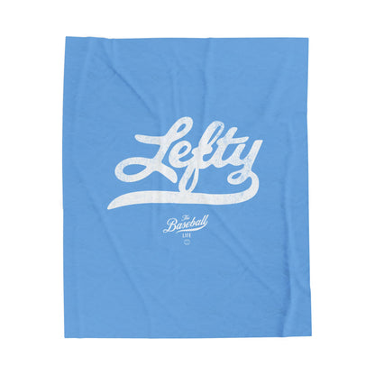 Velveteen Plush Blanket_Lefty_Carolina Blue