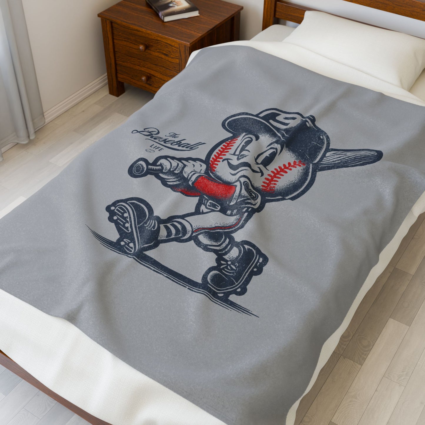 Velveteen Plush Blanket_Mr. Baseball Mascot Batter Up!