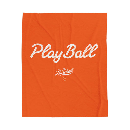 Velveteen Plush Blanket_Play Ball_Orange