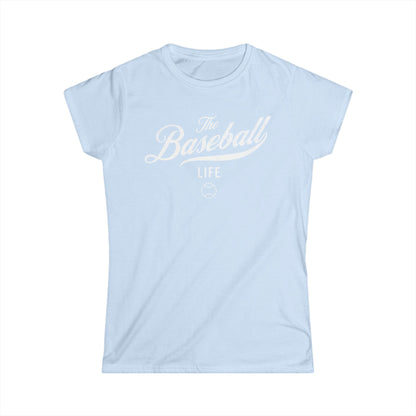 The Baseball Life Classic Script Tee_Women's_White Print