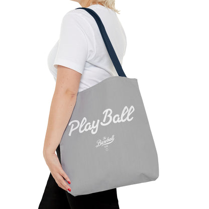 Play Ball Tote Bag_Light Gray with White Print