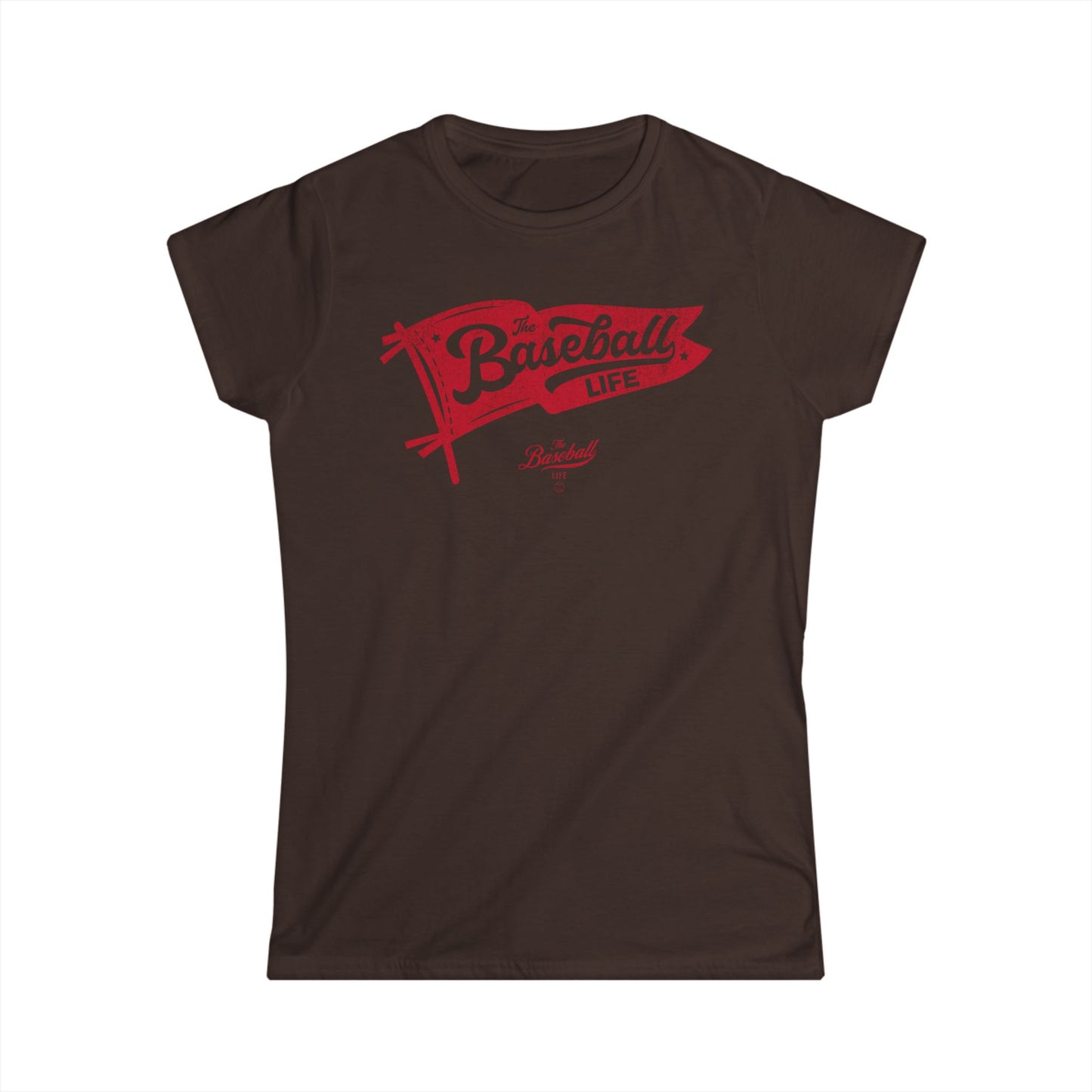 Women's Vintage Baseball Pennant T-Shirt - Red Print