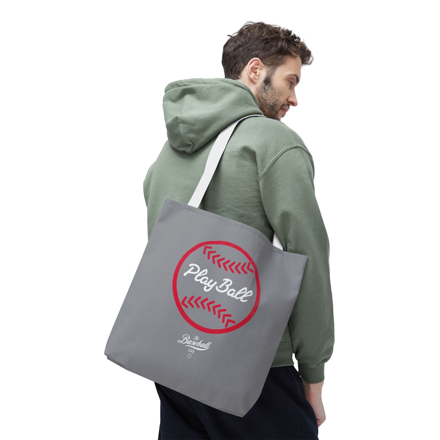 Baseball Icon Play Ball Tote Bag_Gray