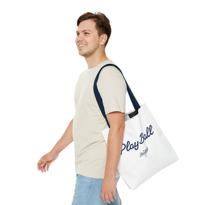 Play Ball Tote Bag_White with Navy Print