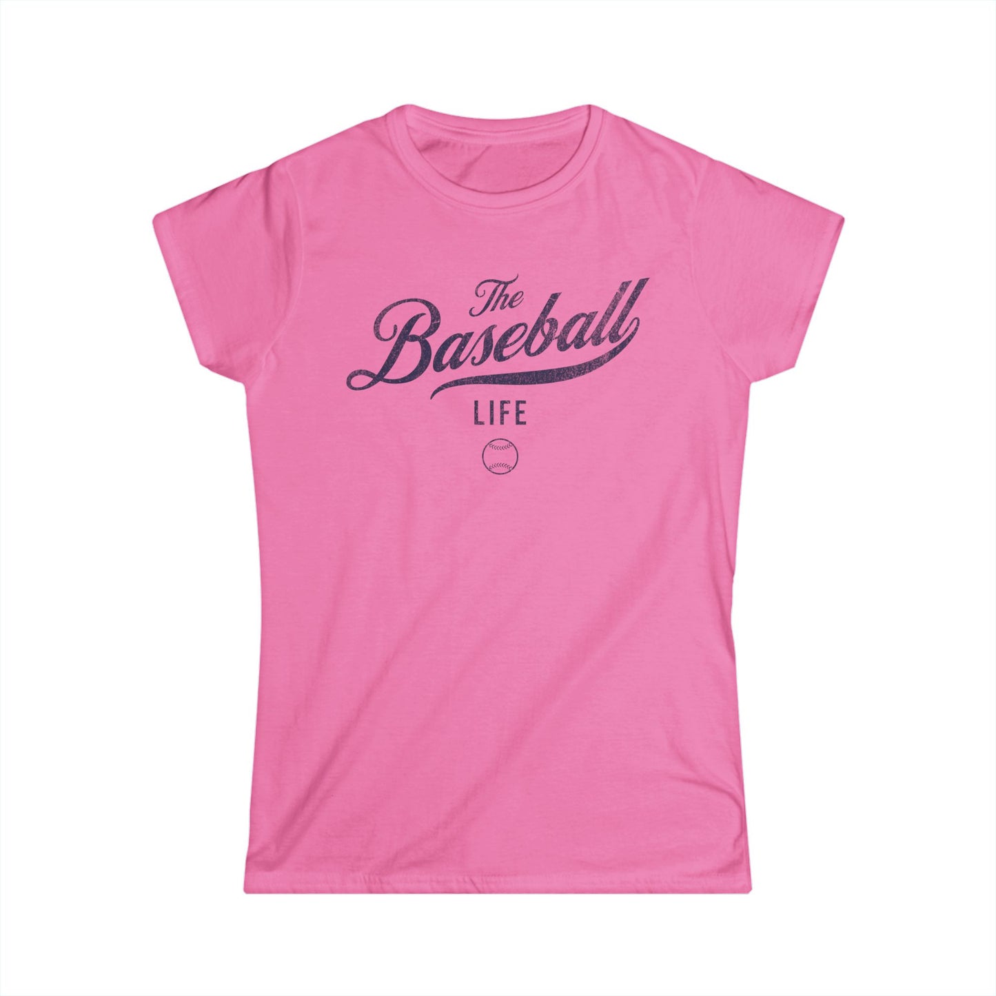 The Baseball Life Classic Script Tee_Women's_Navy Print