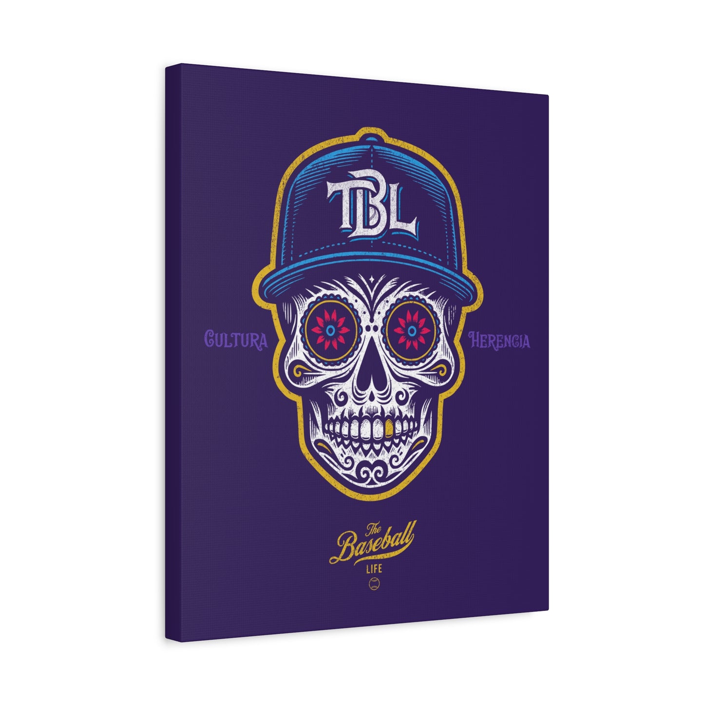 Beisbol Sugar Skull Series_Player 1 Wall Art Canvas_Purple