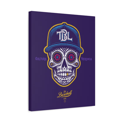 Beisbol Sugar Skull Series_Player 1 Wall Art Canvas_Purple