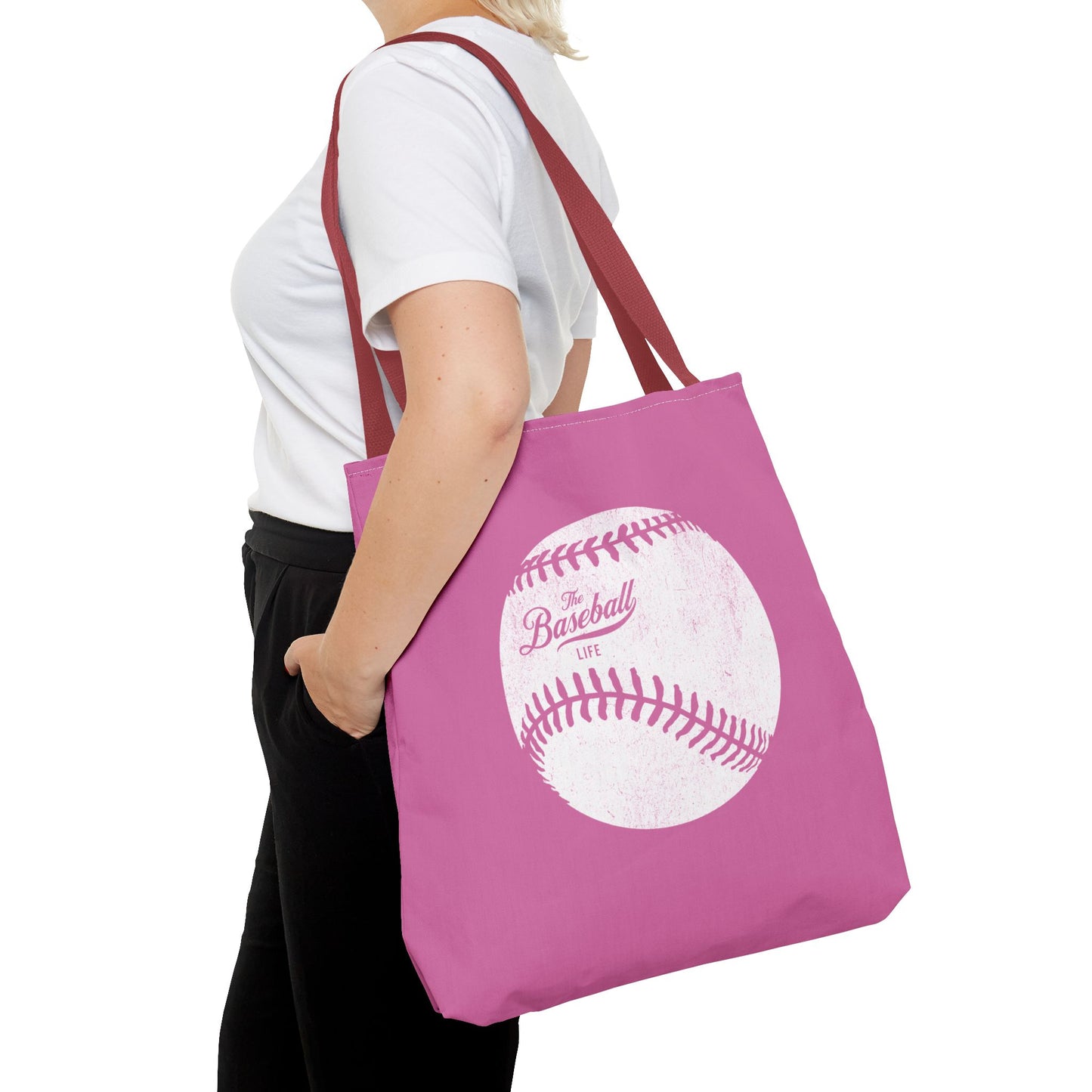 Weathered Baseball Tote Bag_Bubble Gum