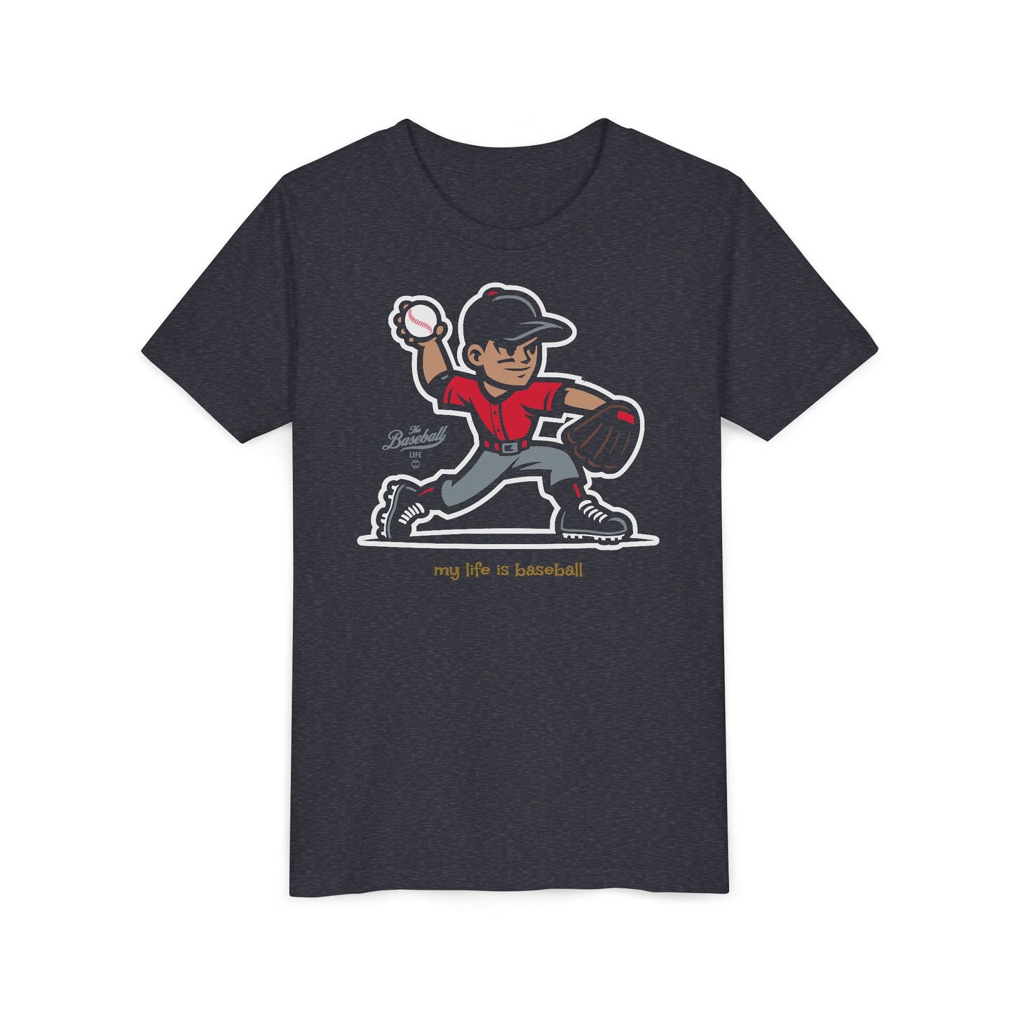 Youth Baseball T-Shirt_My Life is Baseball (Red)