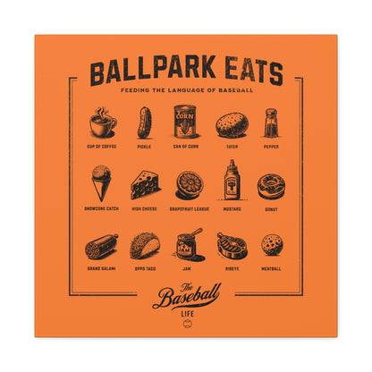 Ballpark Eats_Feeding the Language of Baseball Wall Art Canvas_Orange