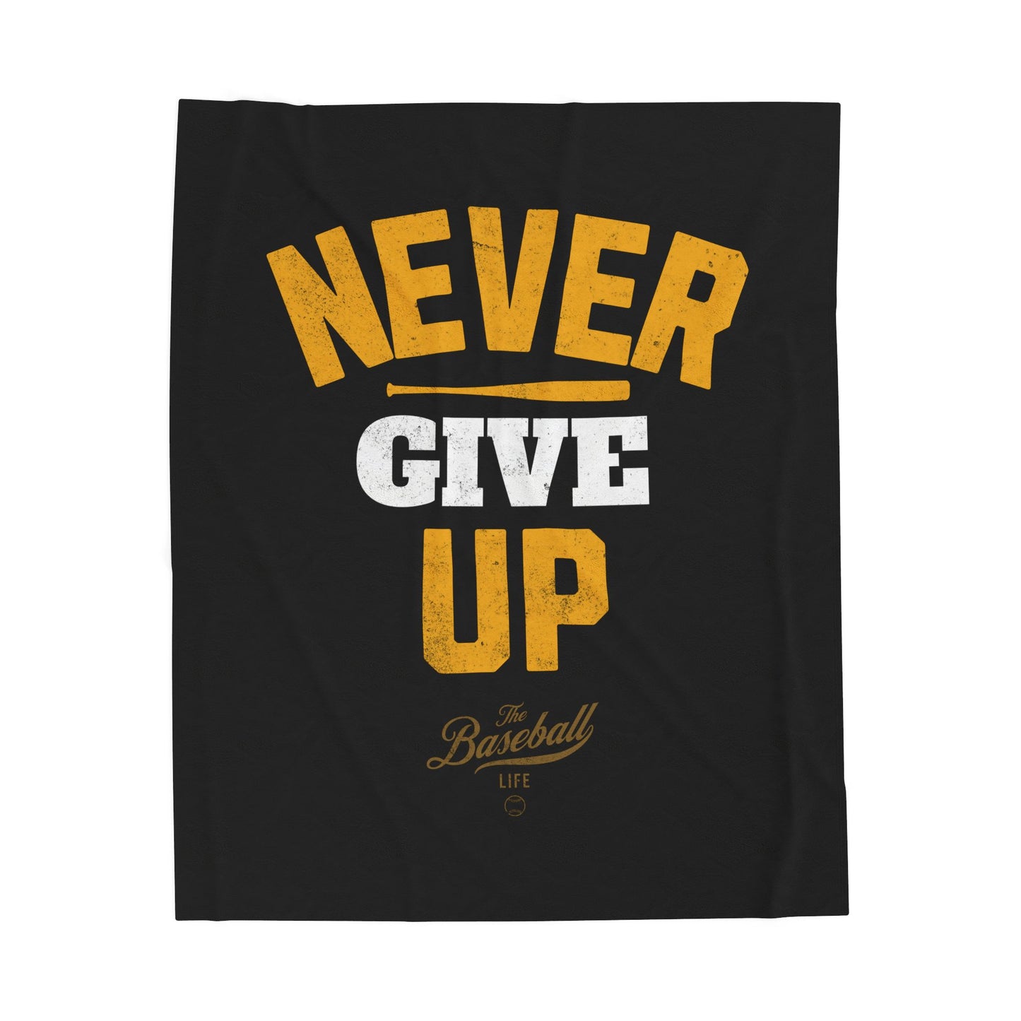 Velveteen Plush Blanket__Never Give Up_Black
