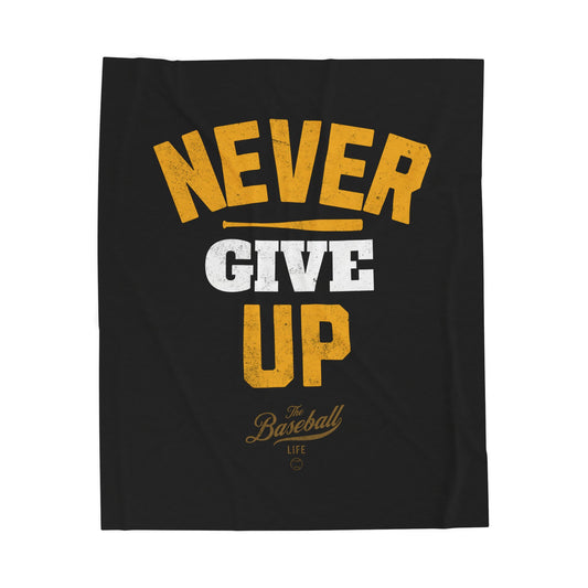 Velveteen Plush Blanket__Never Give Up_Black