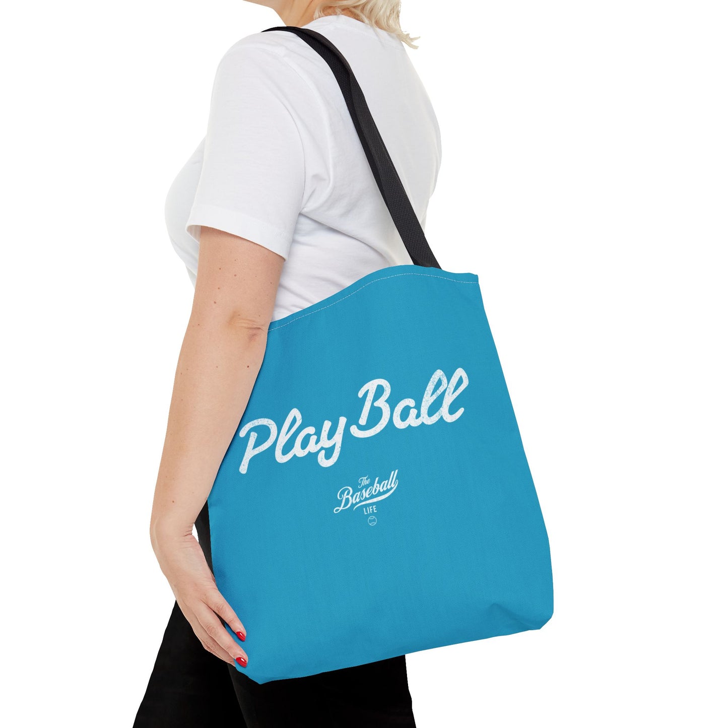 Play Ball Tote Bag_Turquoise with White Print