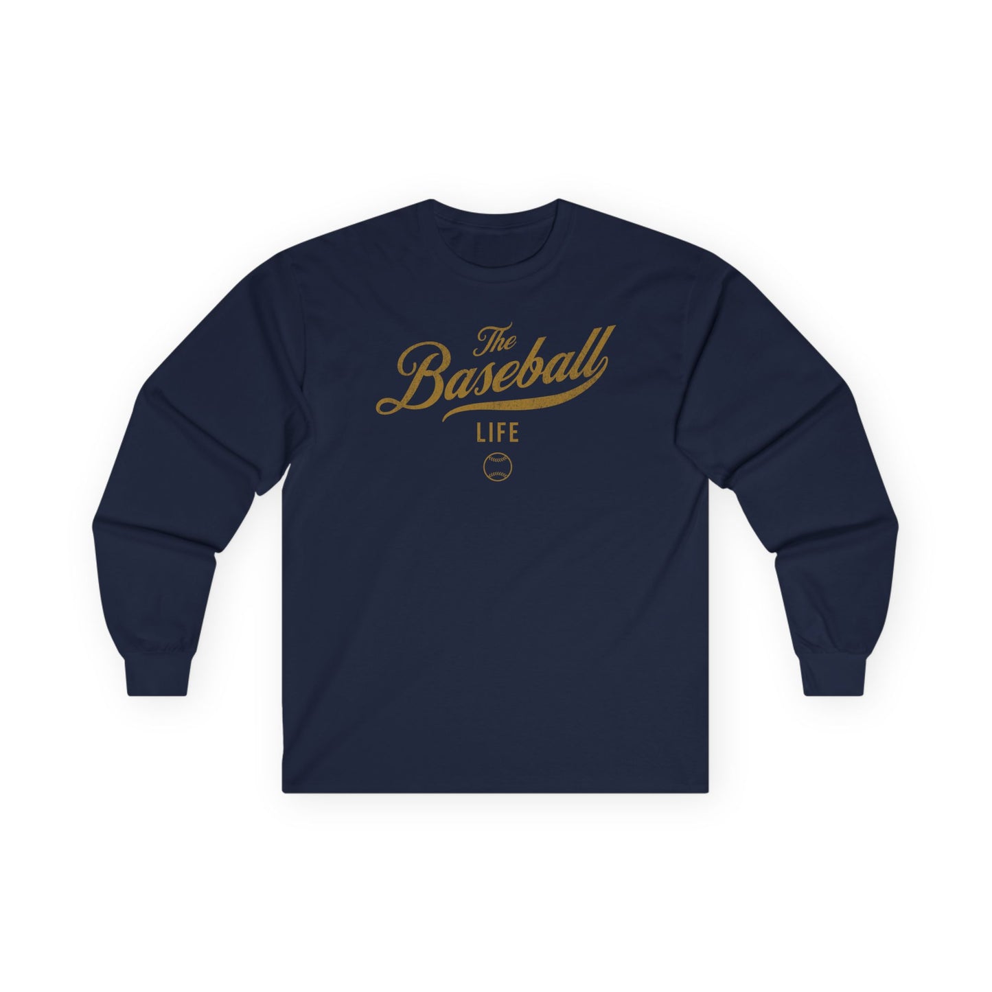 The Baseball Life Long Sleeve T-Shirt_Old Gold Print