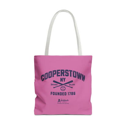 Cooperstown, NY Tote Bag_Bubble Gum w Navy Print