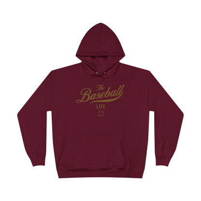 The Baseball Life Hoodie w/Grommets_Old Gold Print