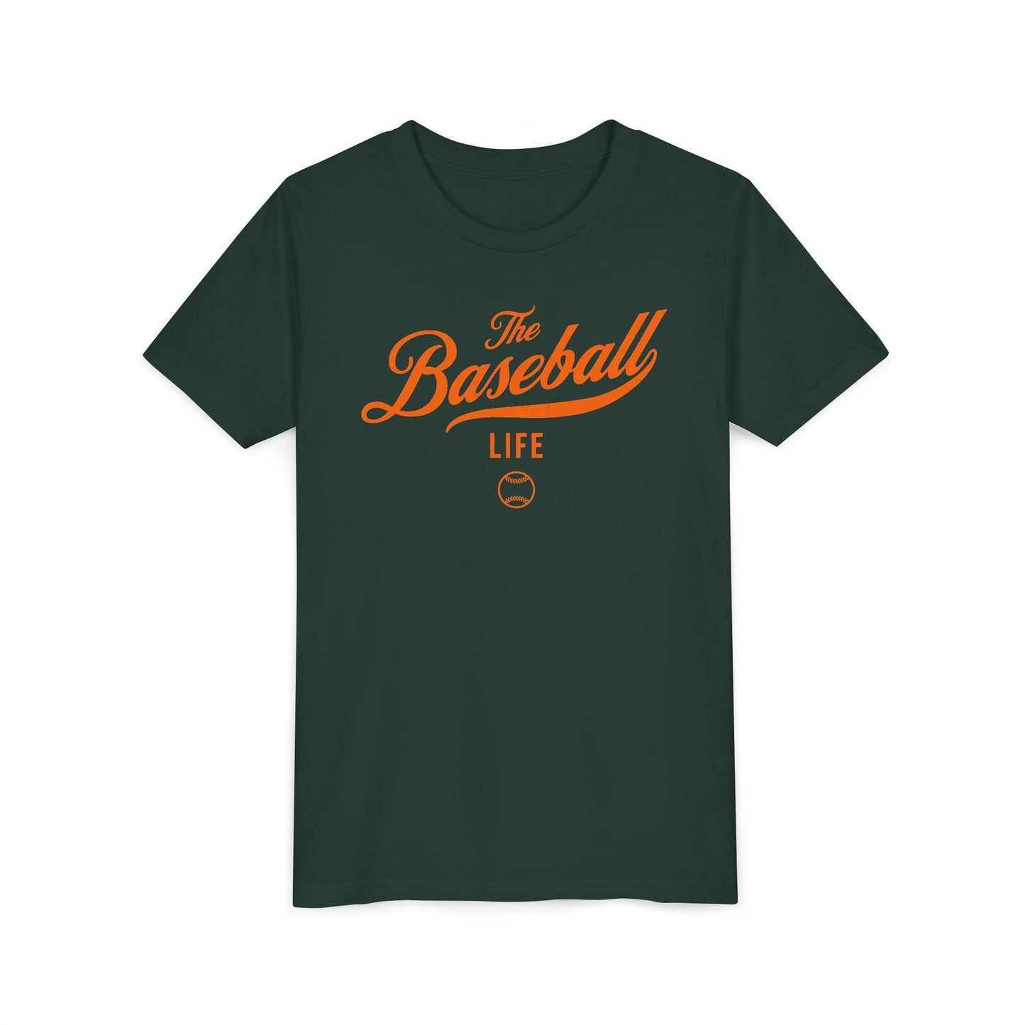 Youth The Baseball Life Classic Script T-Shirt_Orange Print
