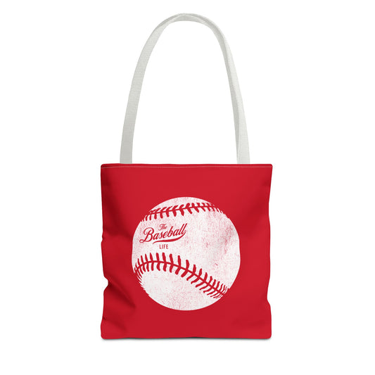 Weathered Baseball Tote Bag_Red