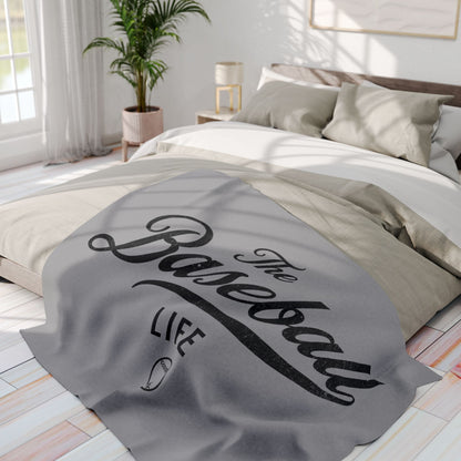 Fleece Blanket_Silver Gray w Black Print