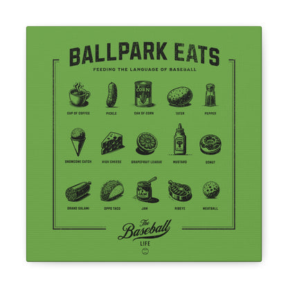 Ballpark Eats_Feeding the Language of Baseball Wall Art Canvas_Grass Green