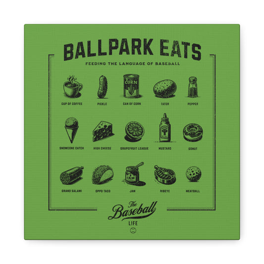Ballpark Eats_Feeding the Language of Baseball Wall Art Canvas_Grass Green