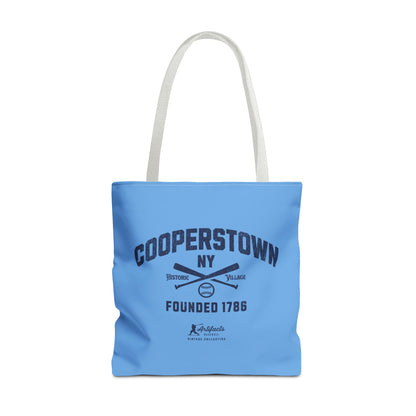 Cooperstown, NY Tote Bag_Carolina Blue w Navy Print