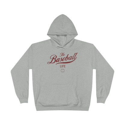 The Baseball Life Hoodie w/Grommets_Maroon Print