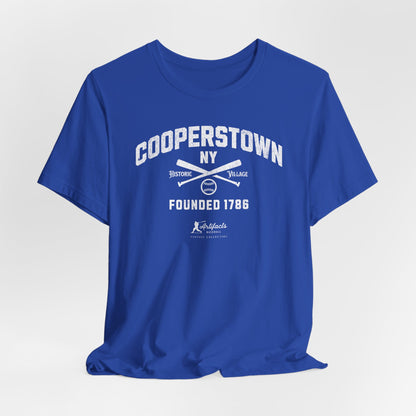 Cooperstown NY White Print_Artifacts Baseball Collection T-Shirt