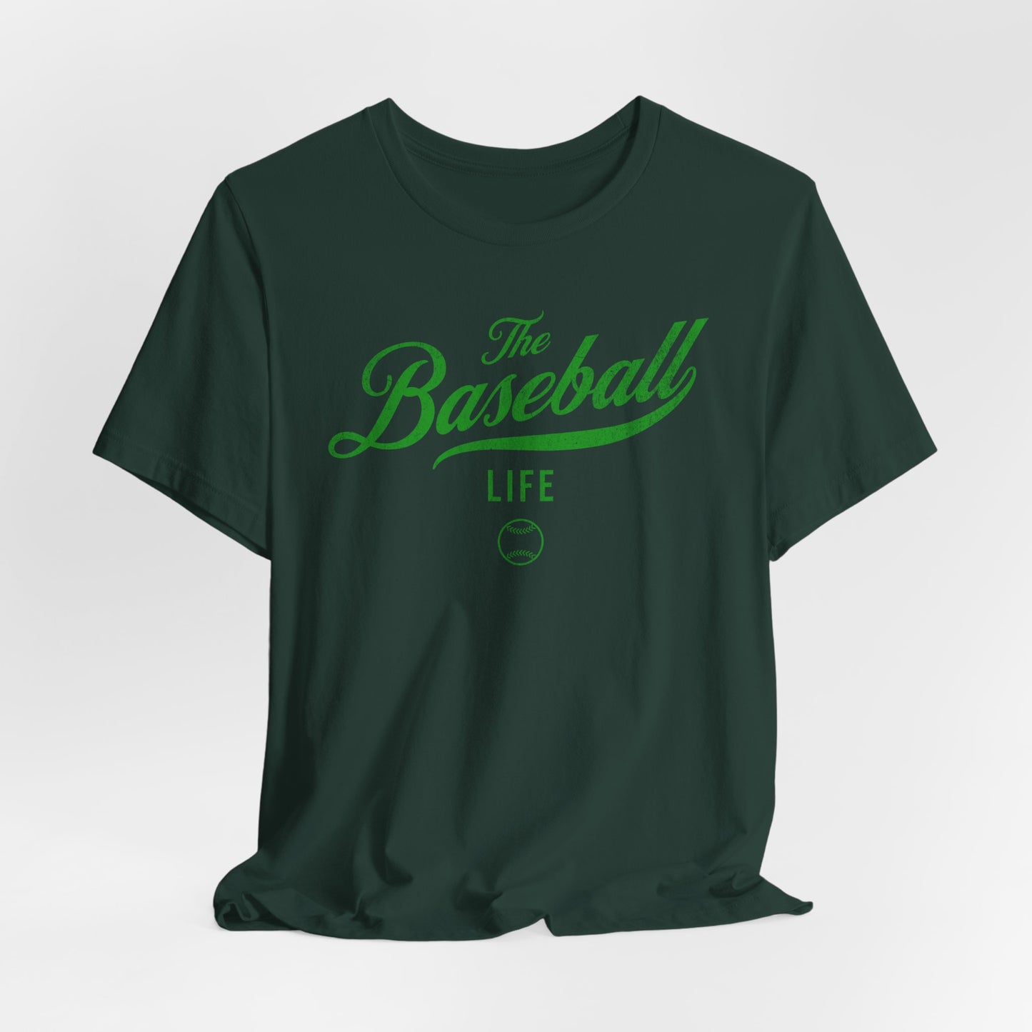 The Baseball Life Classic Script T-Shirt_Green Print
