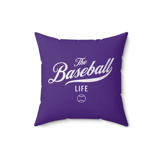 The Baseball Life Accent Pillow_Purple w White Print