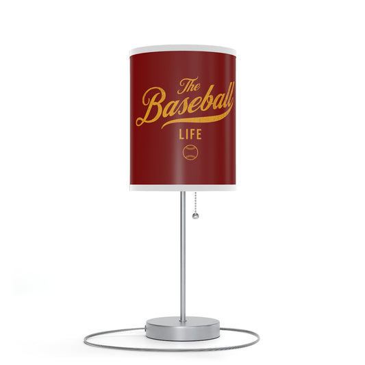 Table Lamp_Maroon w Yellow Gold Print