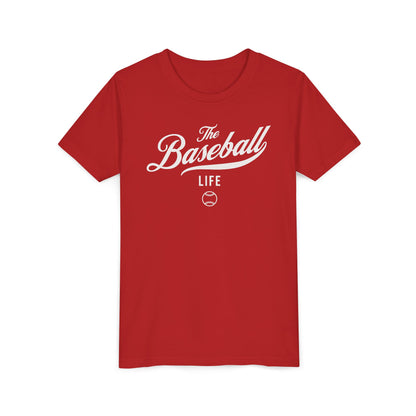 Youth The Baseball Life Classic Script T-Shirt_White Print