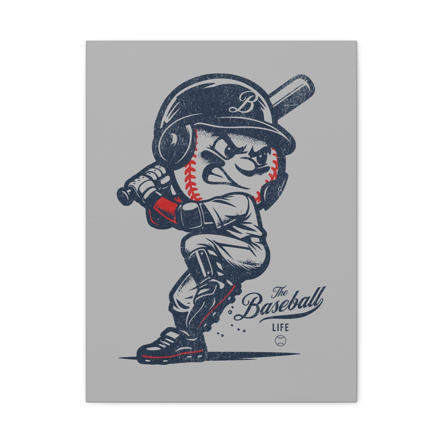 Mr. Baseball Mascot Batting Wall Art Canvas - Vertical