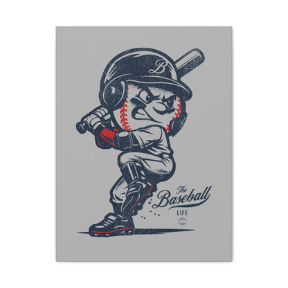 Mr. Baseball Mascot Batting Wall Art Canvas - Vertical