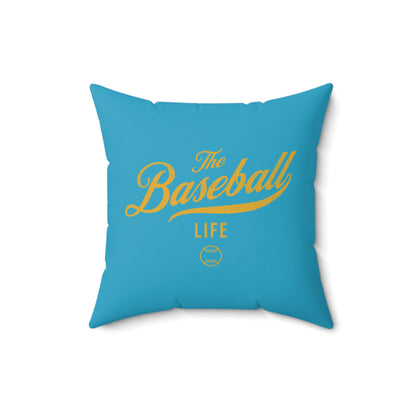The Baseball Life Accent Pillow_Turquoise w Yellow Print