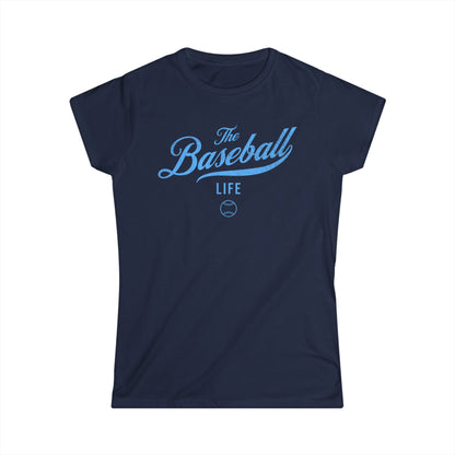 The Baseball Life Classic Script Tee_Women's_Carolina Blue Print