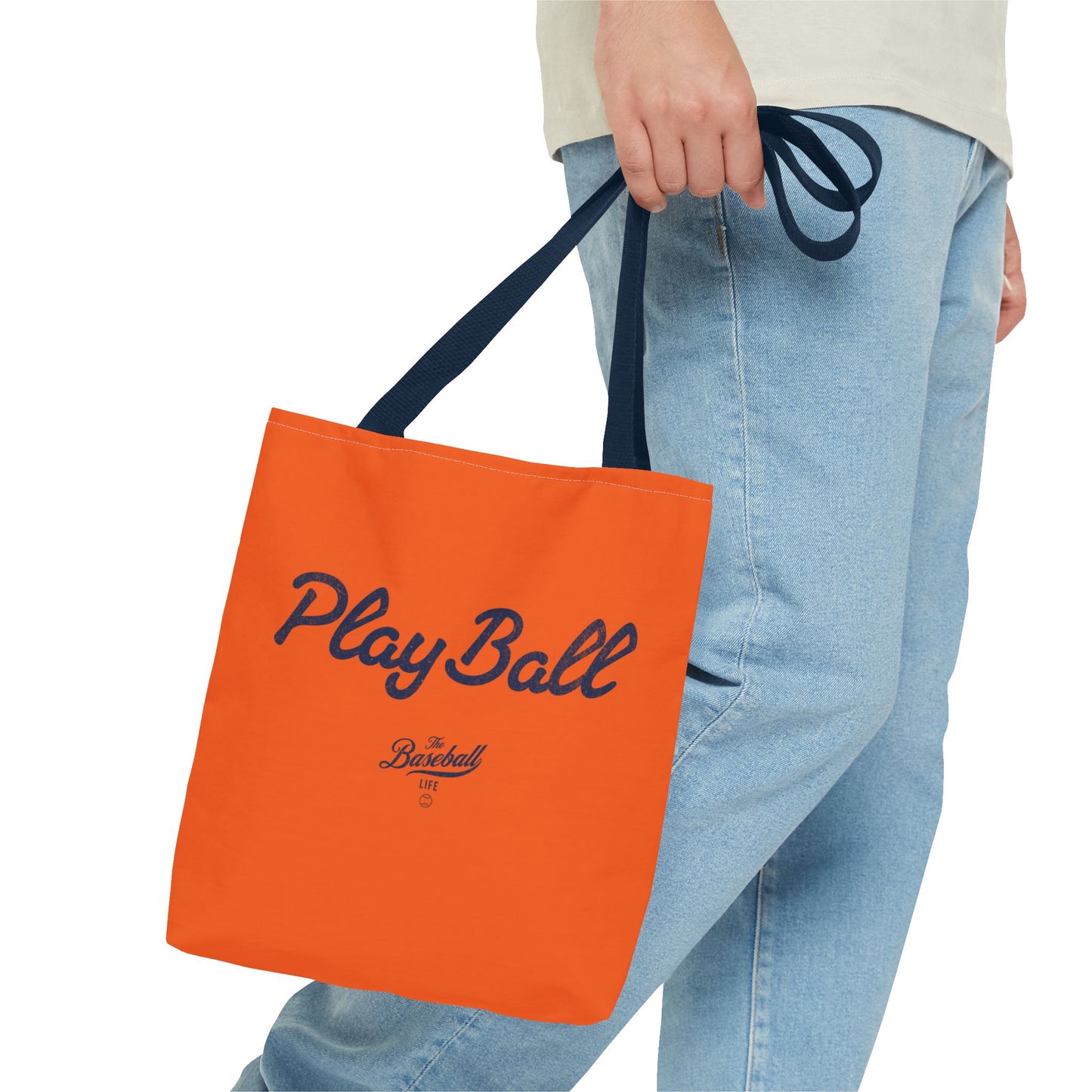 Play Ball Tote Bag_Orange with Navy Print